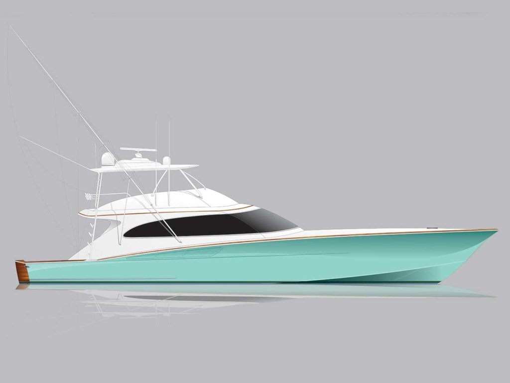 A digital rendering of F&S Boatworks 82