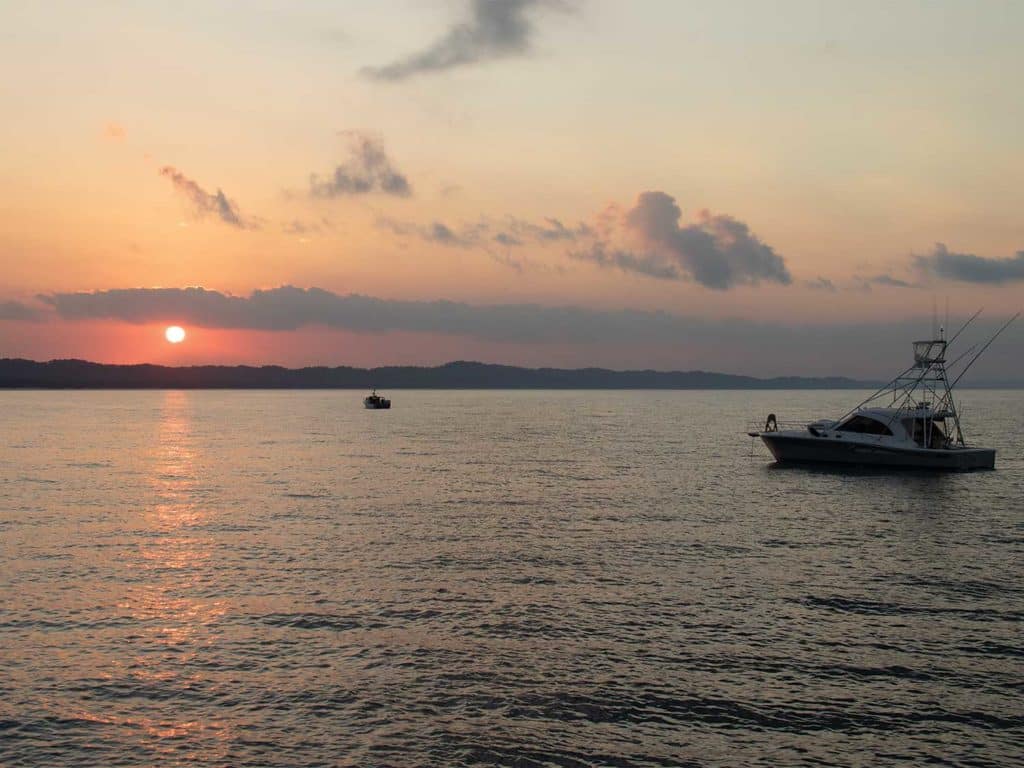 A sunset over the ocean of Fraser Island.