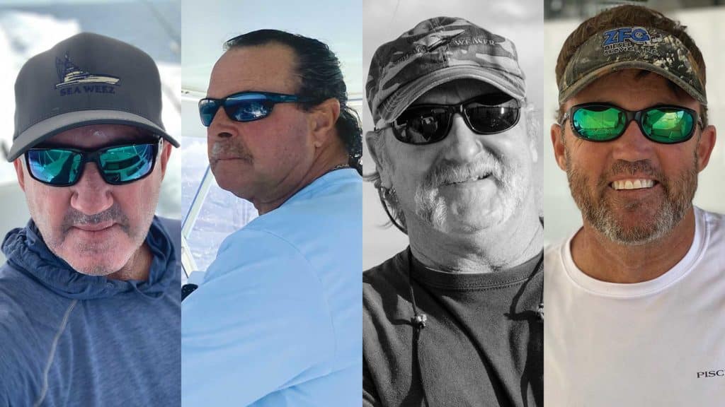 A collage of four sport-fishing captains.
