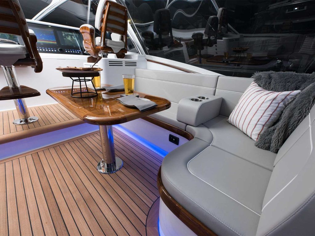 Seating on the bridge of the Winter Custom Yachts 53 Express.