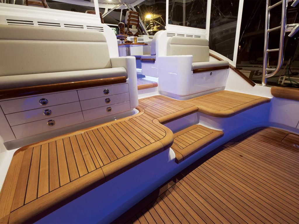 The mezzanine seating of the Winter Custom Yachts 53 Express.