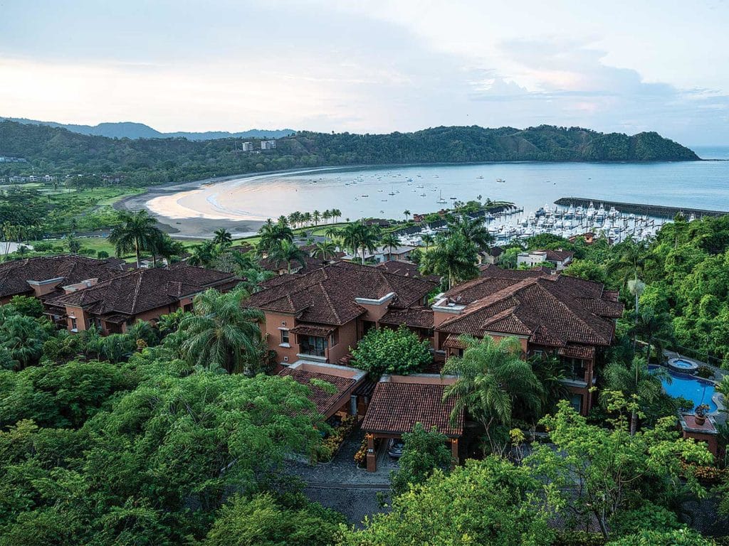 Aerial view of Los Suenos Resort and Marina in Herradura Bay.