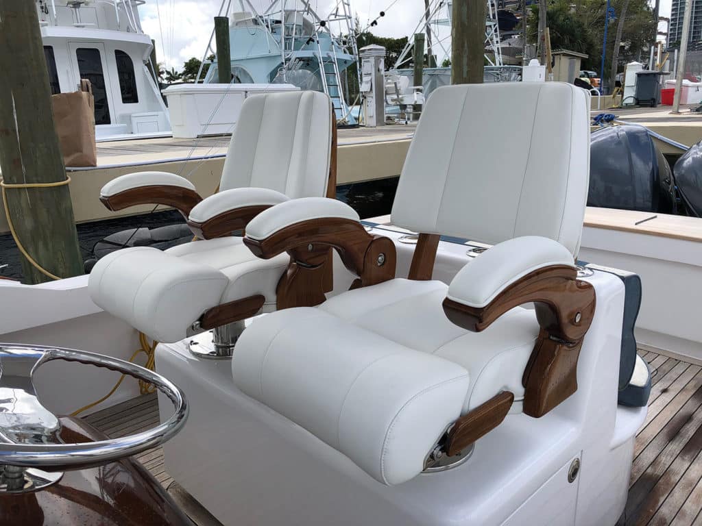 Seating of the Jarrett Bay Boatworks sport-fishing boat.