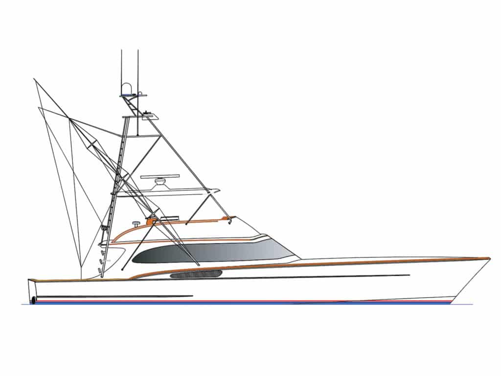 A digital rendering of a Michael Rybovich & Sons sport-fishing boats