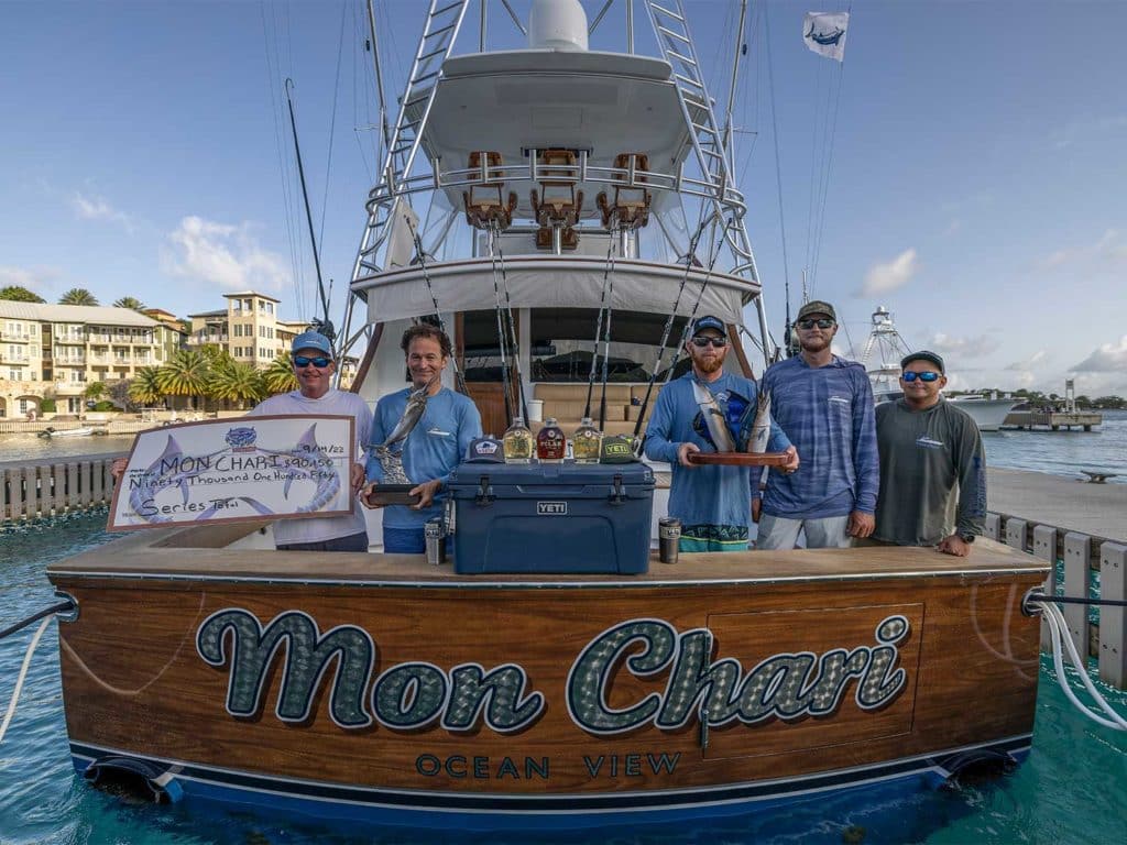 Team Mon Chari aboard their sport-fishing boat.