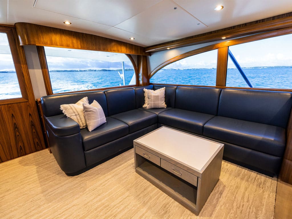 Interior salon of the Titan Custom Yachts 63 sport-fishing yacht.