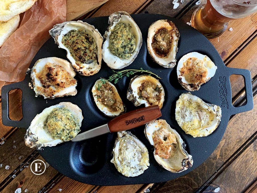 The Bayou Classic Cast-Iron Oyster Grill Pan (E).