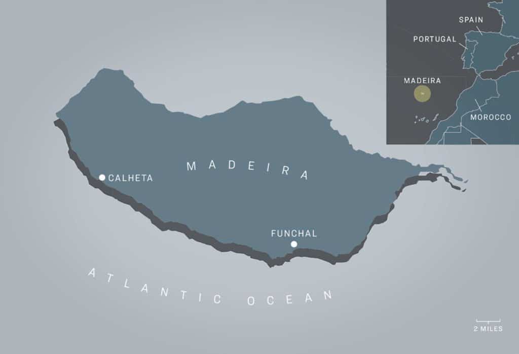map of Madeira and the surrounding area.
