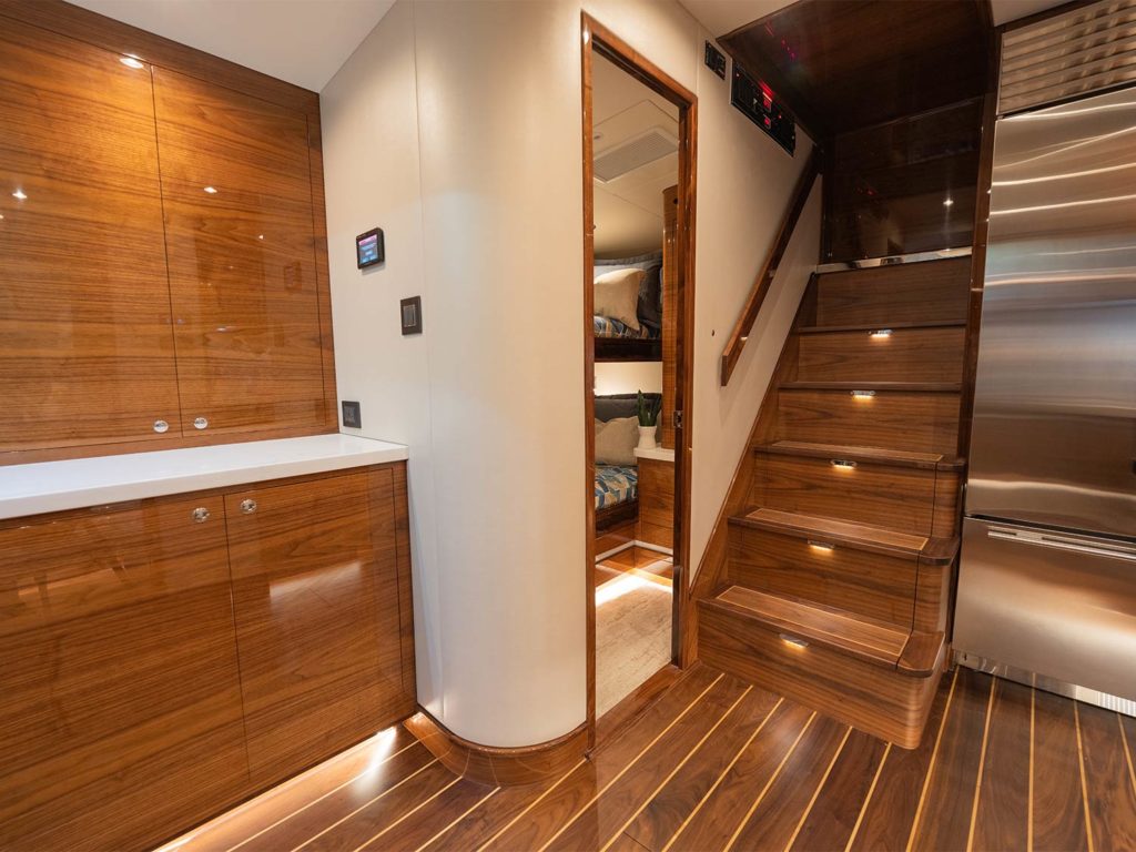 The interior stateroom of the jarrett bay boatworks sport-fishing boat.