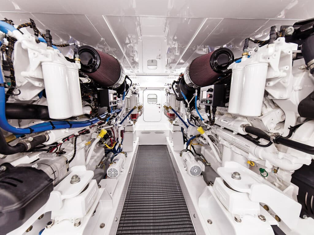 The sparkling clean and tidy interior of a custom Bayliss Boatworks sport-fishing boat.