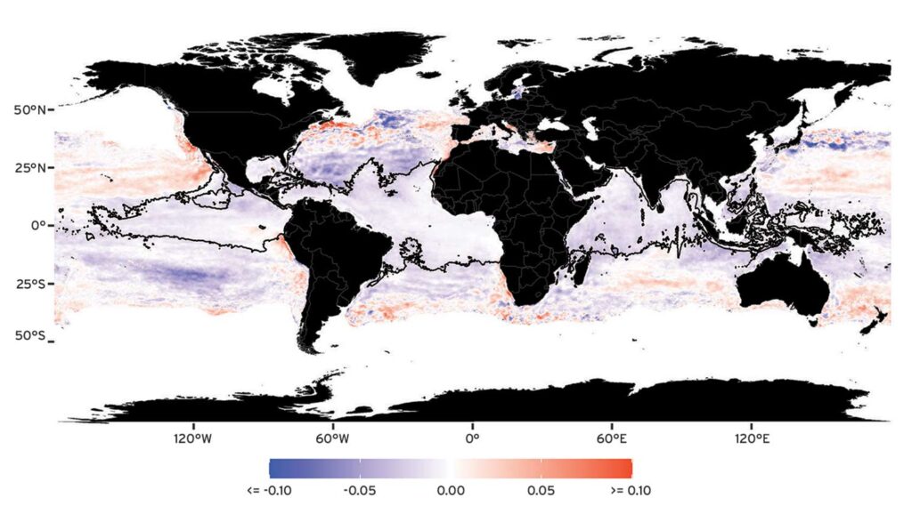 A digital rendering of a marlin habitat map.