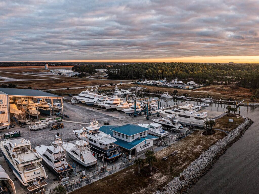 Aerial view of Saunders Yachtworks Gulf Coast