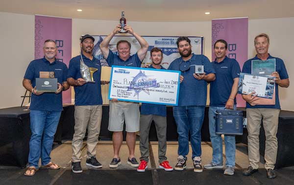 Team Plane Simple celebrating a win at the 2023 Bermuda Billfish Blast awards ceremony.