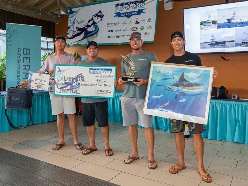 Team Lunatico celebrating at the Billfish Release Cup