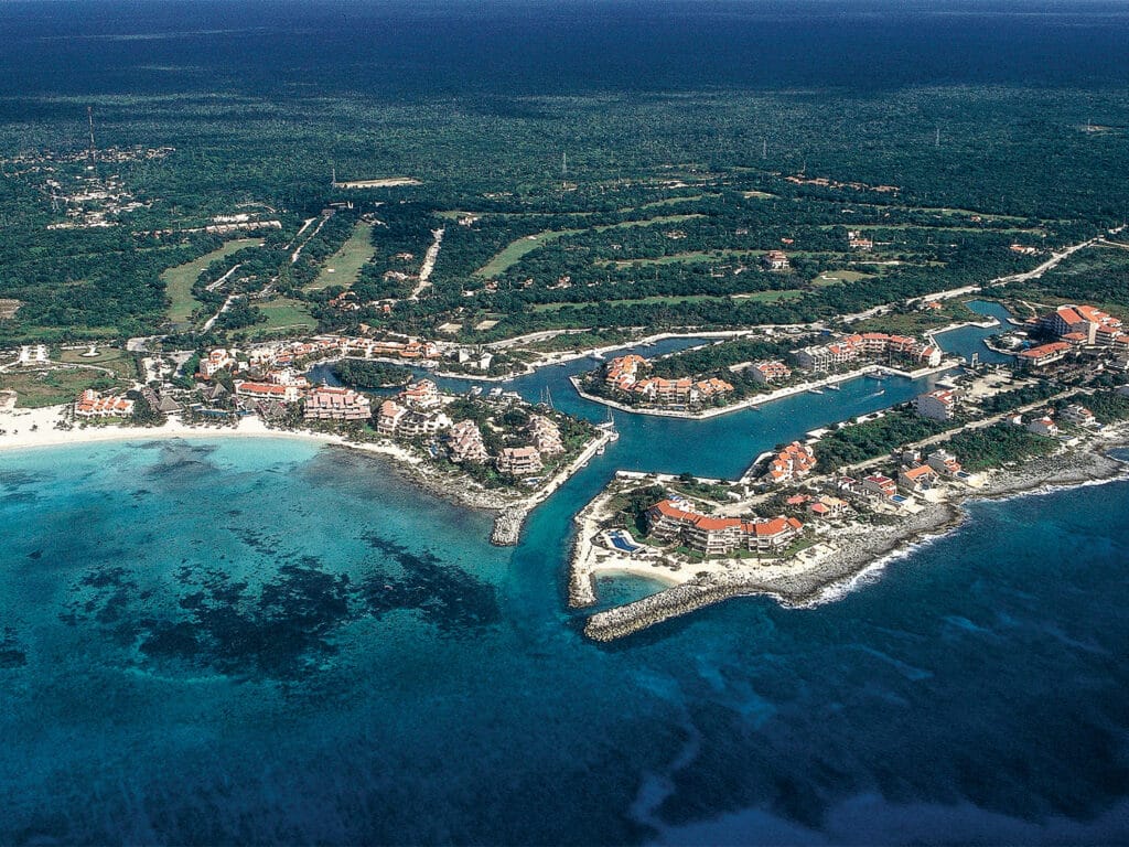 Aerial view of Puerto Aventuras.