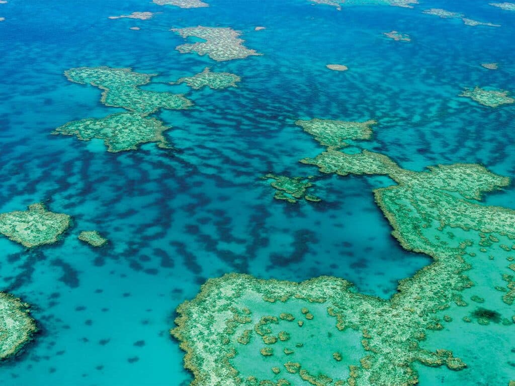 Aerial view of Australia's Great Barrier Reef.