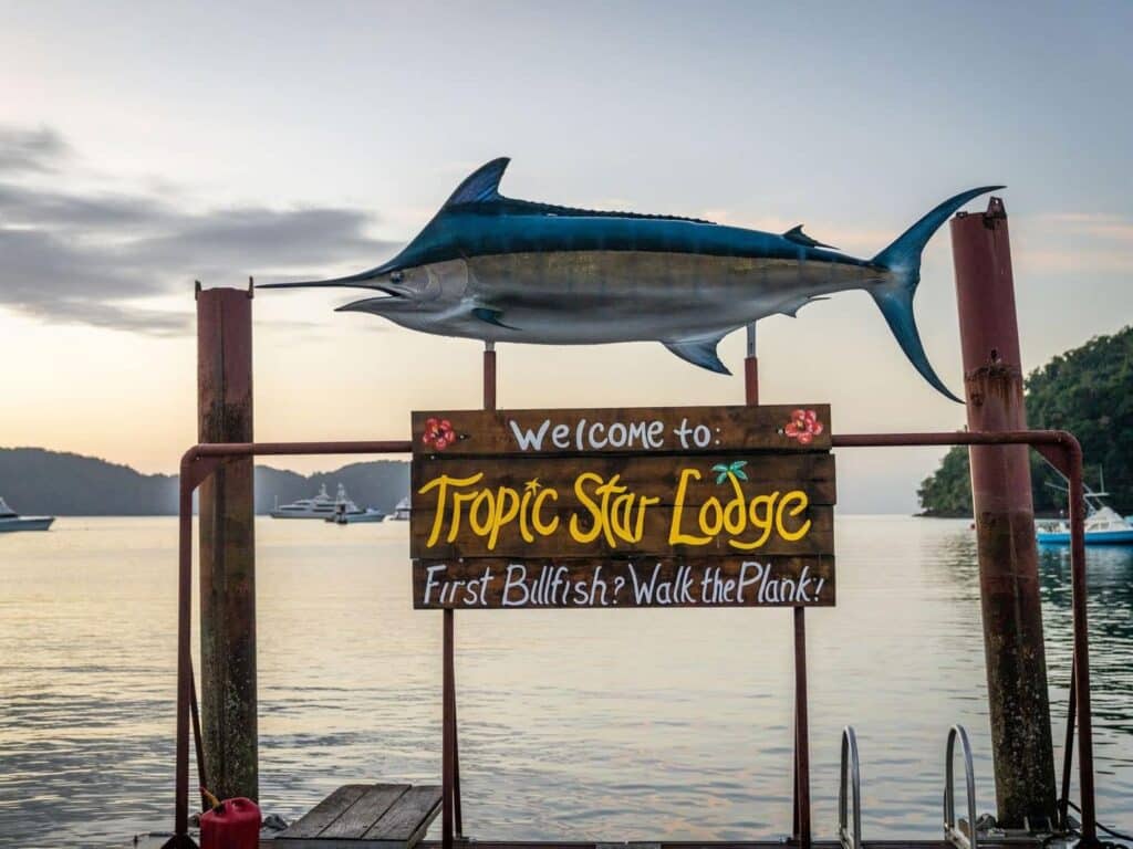 View of the Marlin sign at the Tropic Star Lodge First Billfish Plank