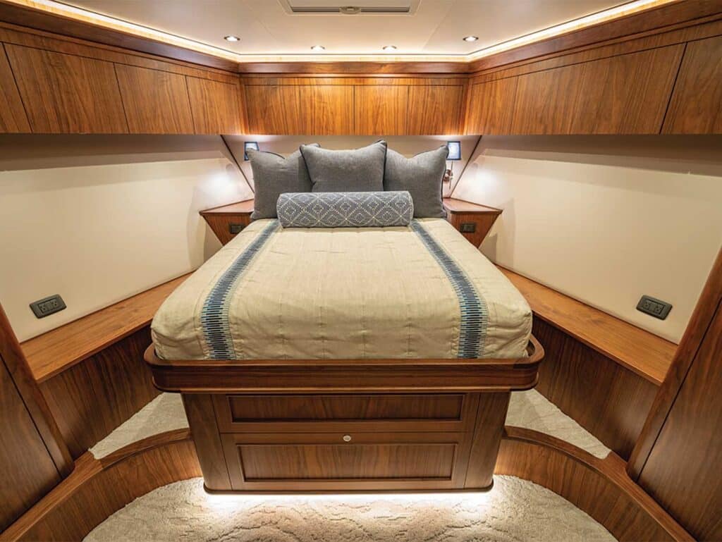 Stateroom of a sport-fishing boat.