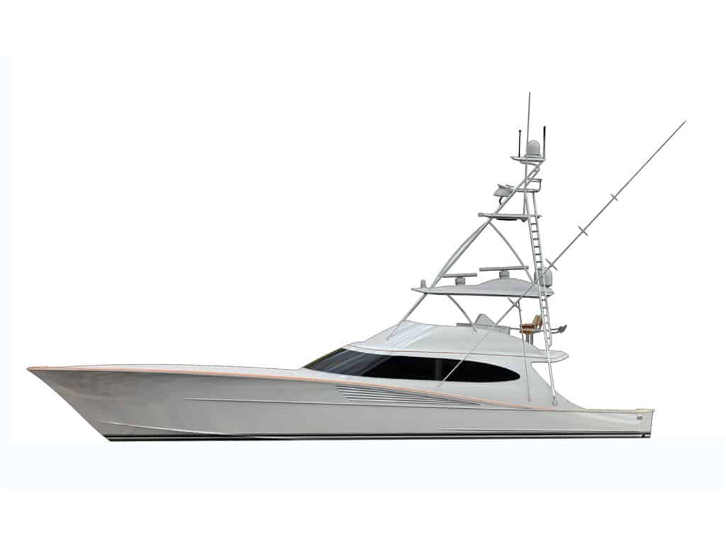 A digital rendering of a Bayliss 76 on a white background.
