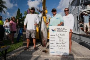 A sport-fishing team at the weighins of the Bermuda Big Game Classic.