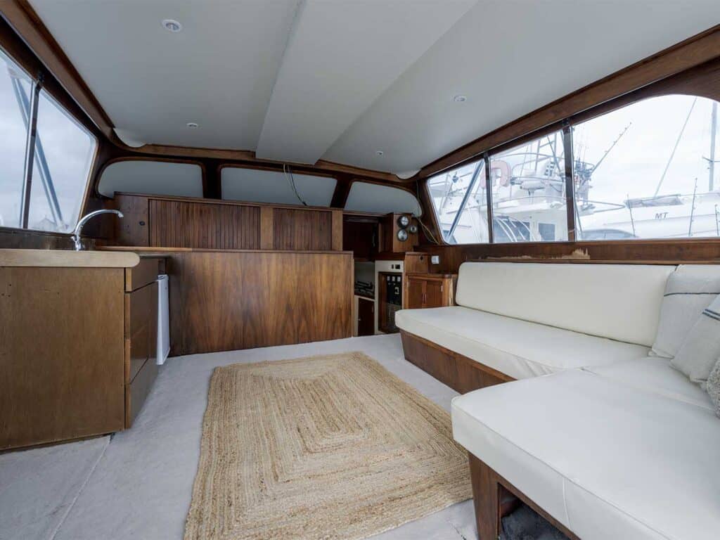 Interior salon of the Double Header sport-fishing boat