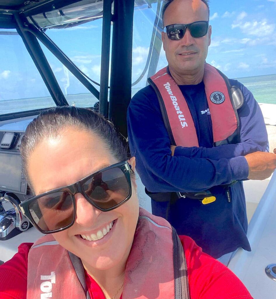 Ilene and Carlos aboard one of their towboats.