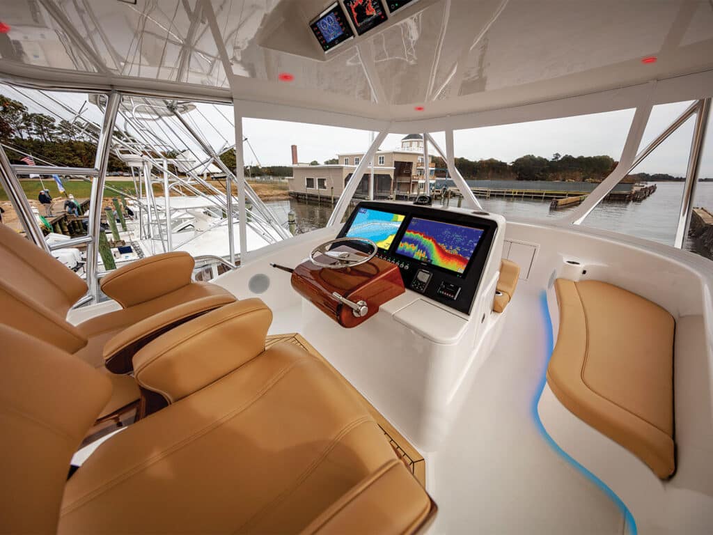 The helm of the Albemarle 53.