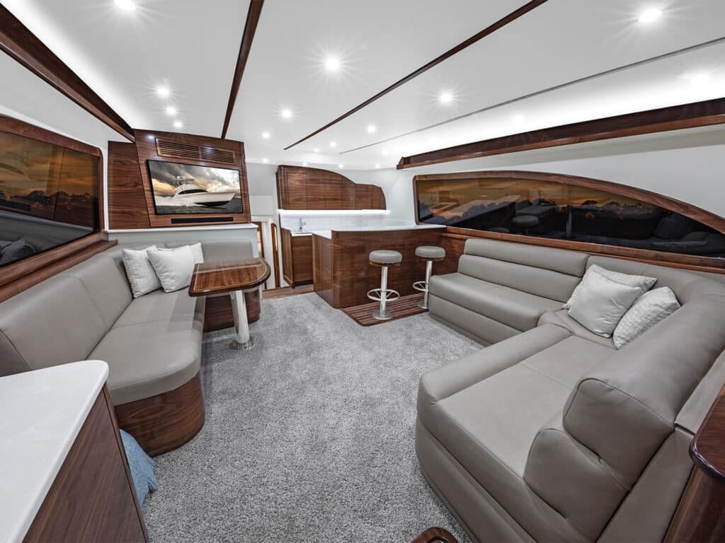 The interior salon of the Albemarle 53