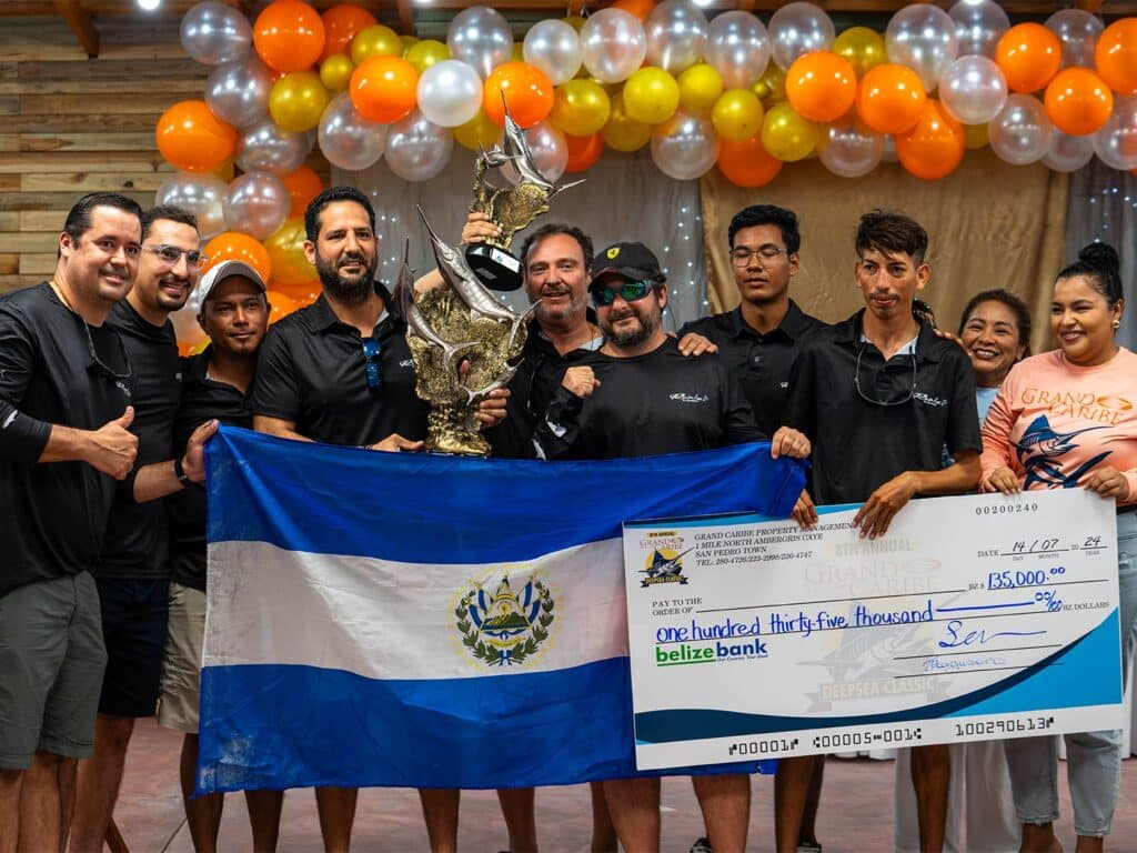 A sport-fishing team celebrating a win.