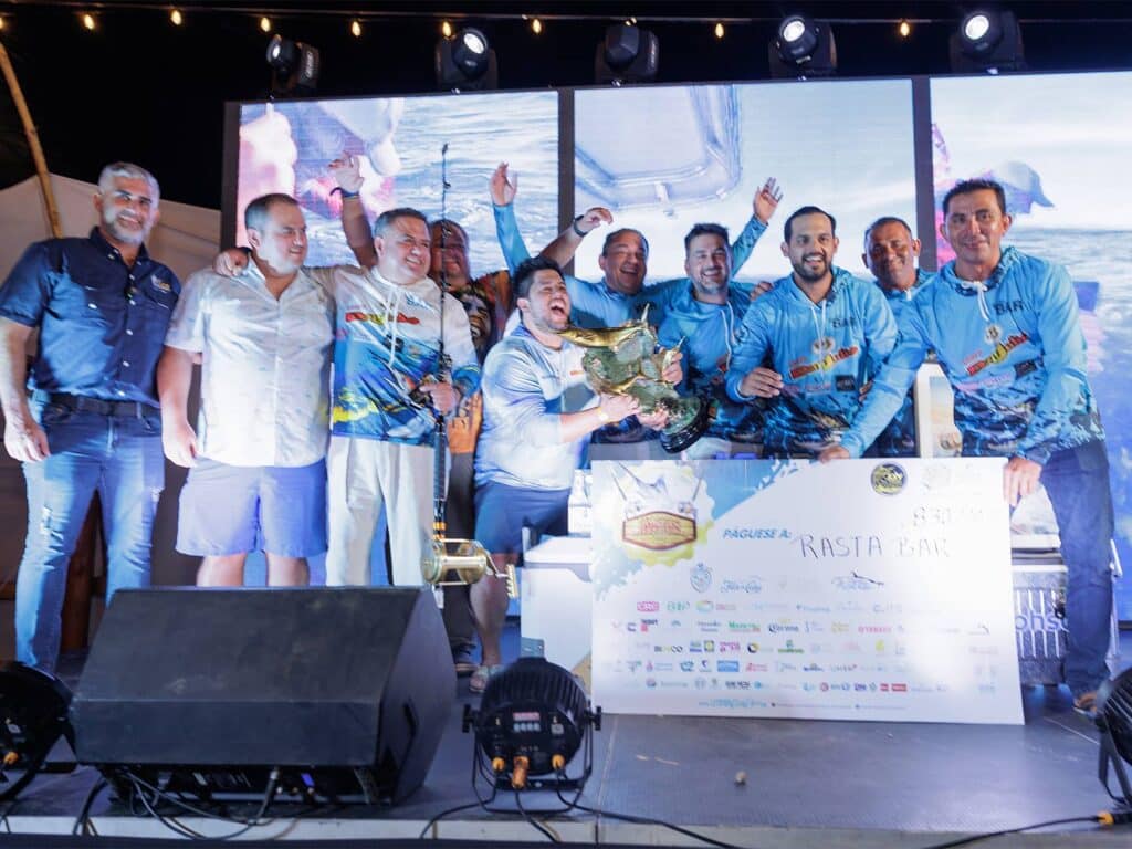A sport-fishing team celebrating a win.
