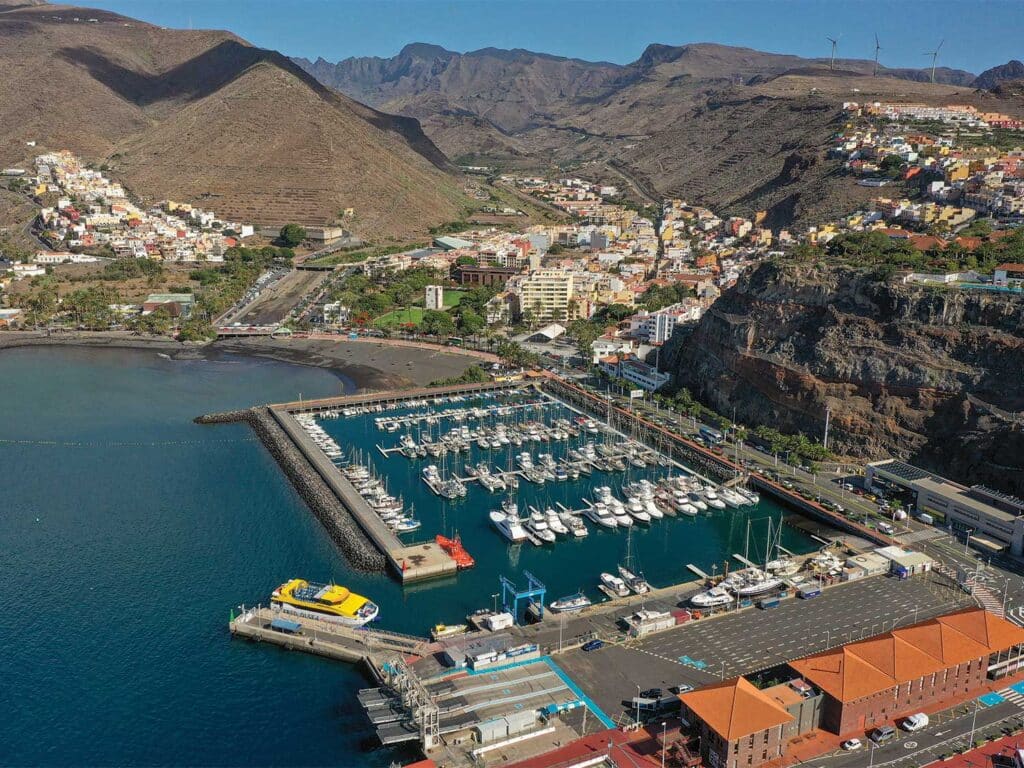 Aerial view of Madeira's marina.