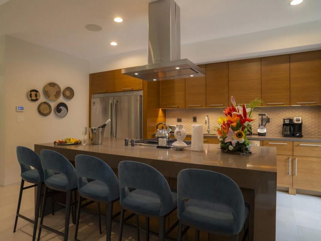 A kitchen outfitted with stainless steel appliances