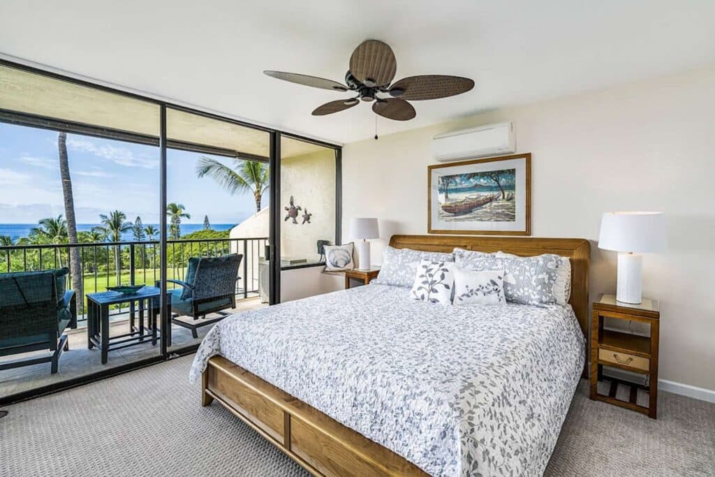 Interior bedroom at a Hawaiian resort.