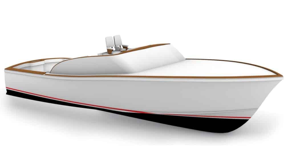 A digital rendering of a sport-fishing boat.