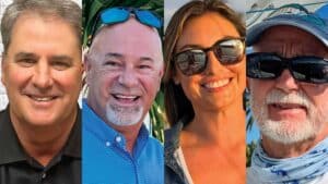 Collage of four sport-fishing anglers.