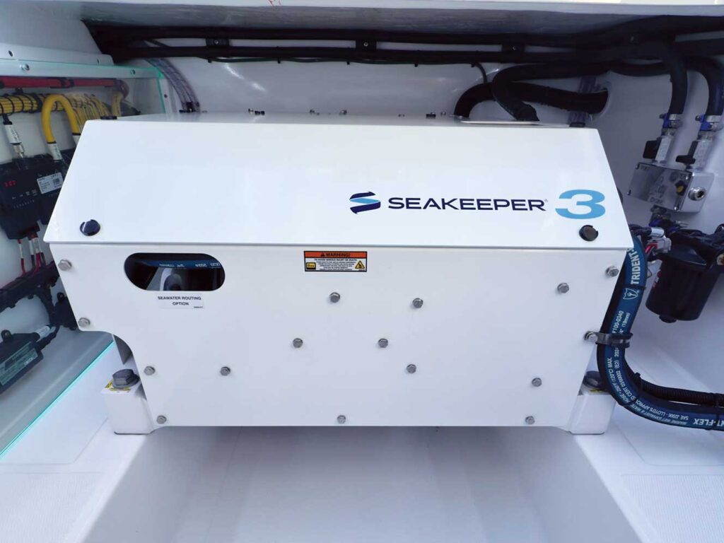 The Seakeeper 3 installed aboard the Mag Bay 38 CC.