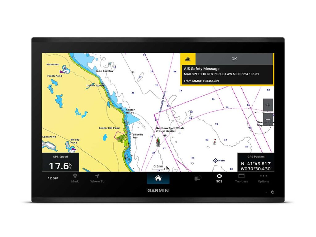 Garmin AIS-equipped digital display.