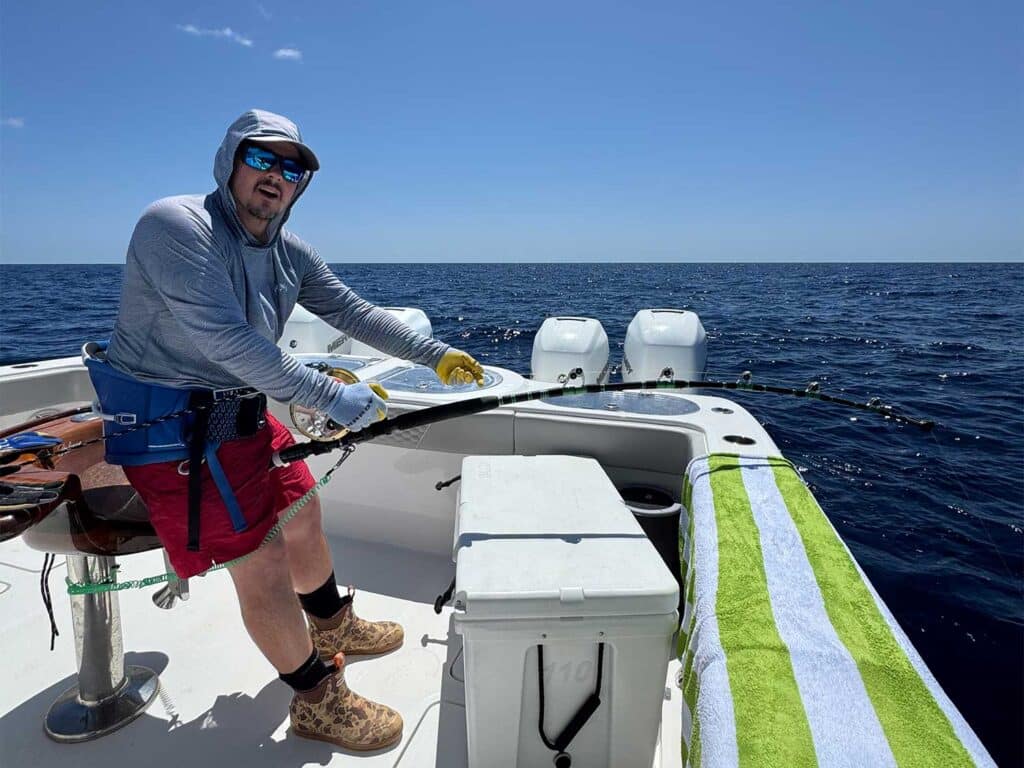 An angler in the fighting chair.