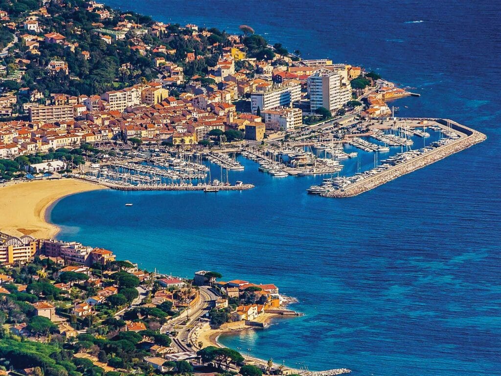 Aerial view of a French Riviera city
