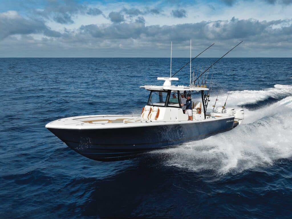 The Regulator 35 Center Console on the open water.