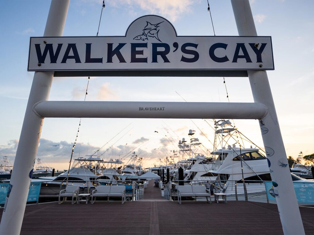 The dock signage of Walker's Cay by the docks.