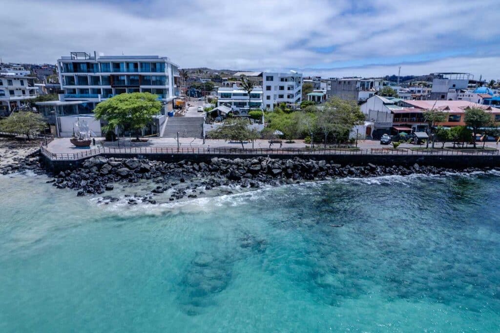 Aerial view of Casa Opuntia ocean front.