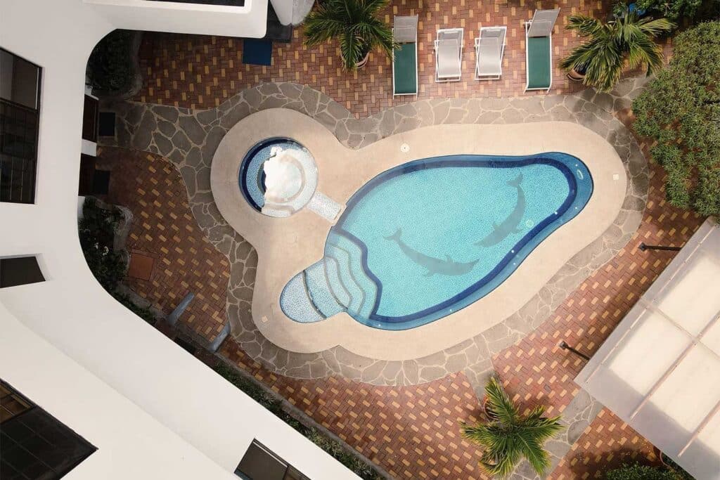 Casa Opuntia aerial pool view