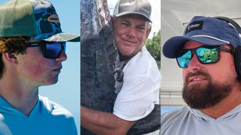 Collage of three anglers.