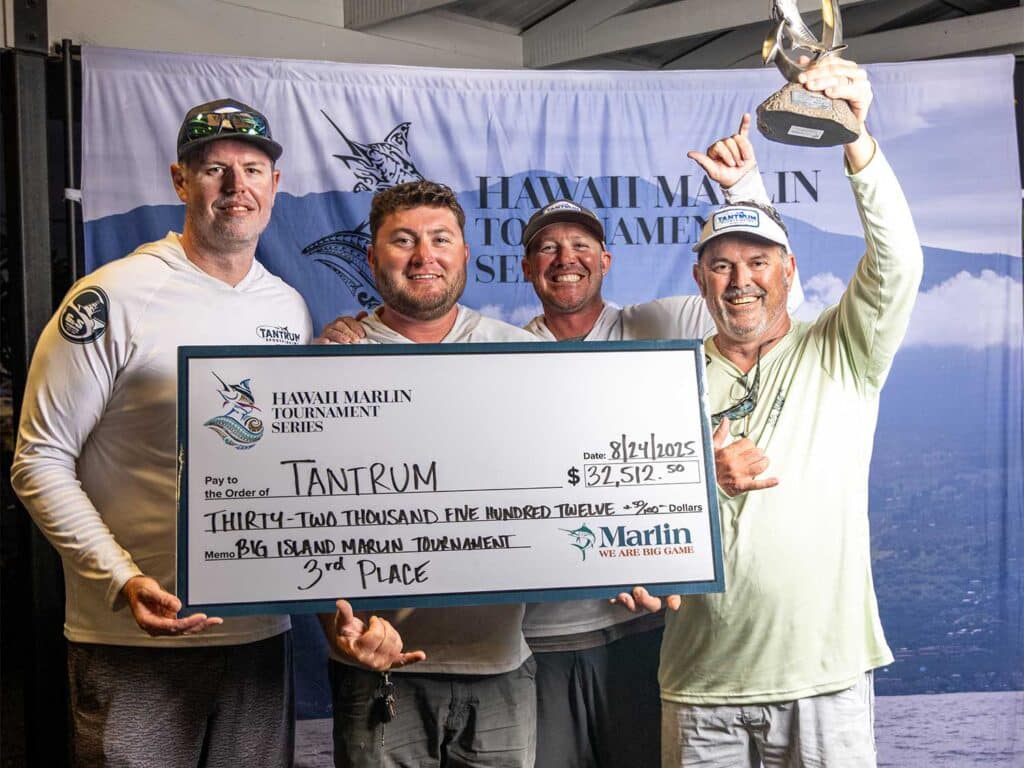 Team Tantrum at the 2025 HMTS Big Island Marlin Tournament.