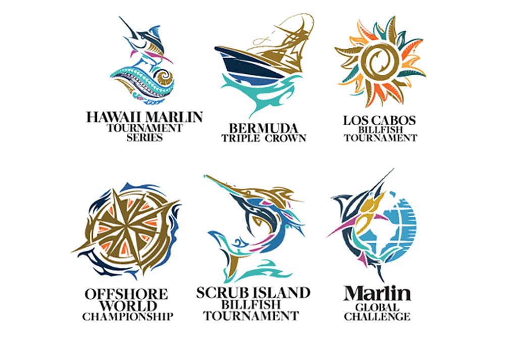A collage of Marlin Tournament logos
