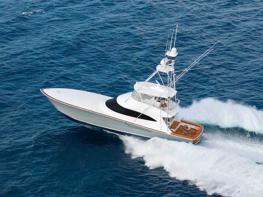 A Viking yacht on the water.