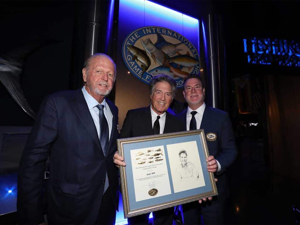 Andy Mill being presented at the IGFA Hall of Fame awards.