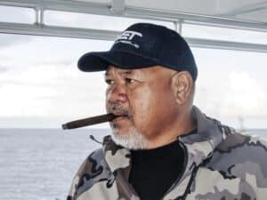 Capt. Bomboy Llanes at the helm.