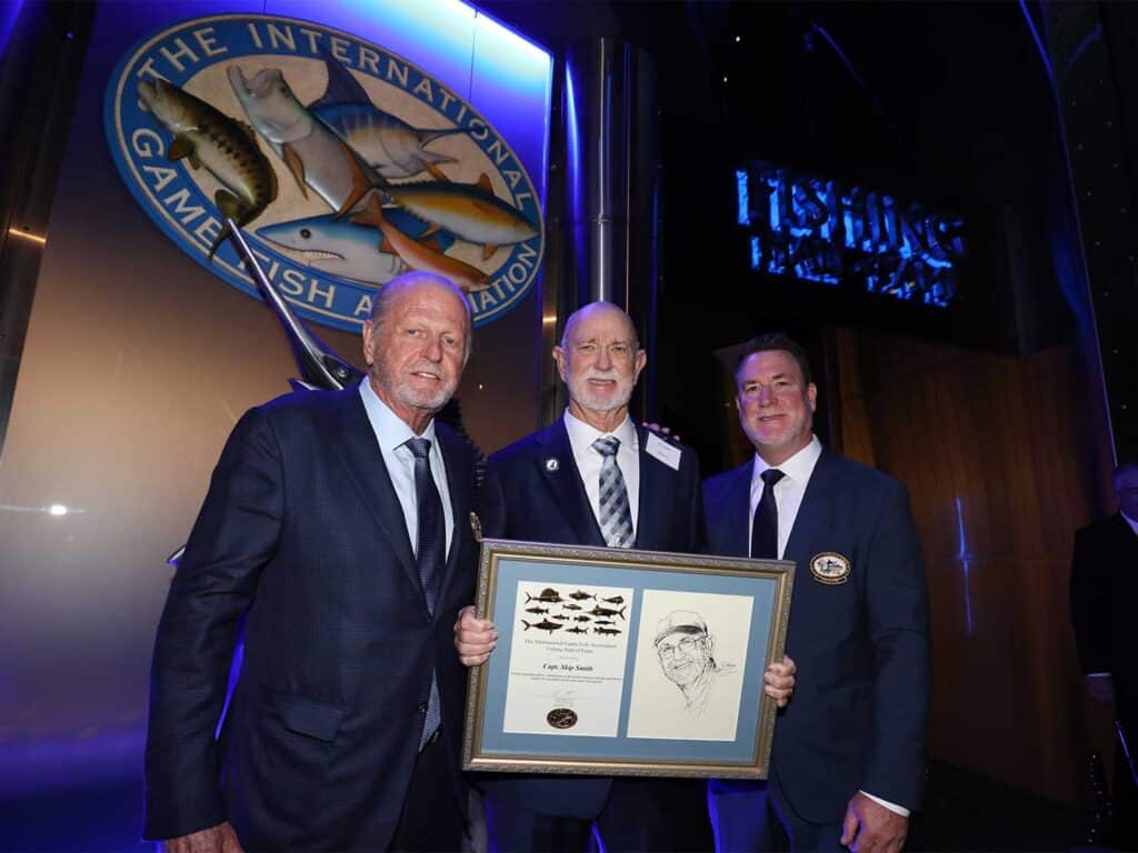 Capt. Skip Smith being presented at the IGFA Hall of Fame awards.